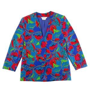 90s floral collarless blazer jacket 1990s vintage